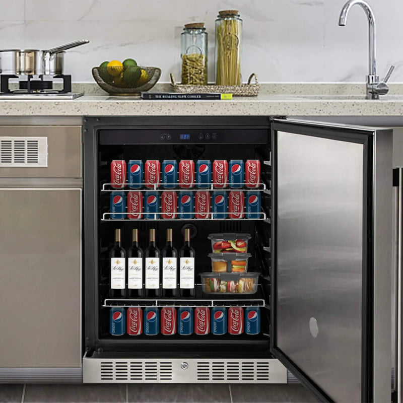 Premium 5.3 Cu.Ft Single Door Stainless Steel Built-In Wine Beverage Undercounter Refrigerator (SAK95276) by SAKSBY WHOLESALE