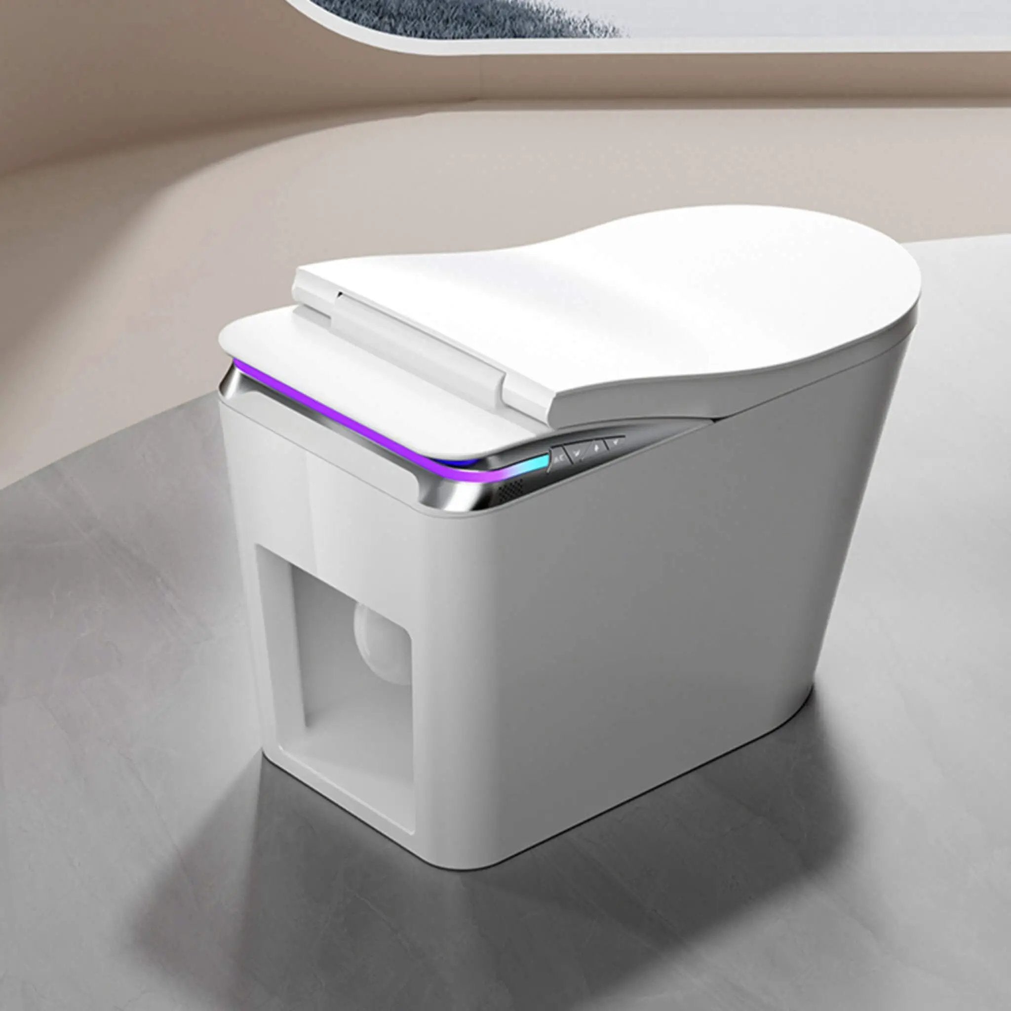 Premium Smart Auto Flush Toilet With Foot Sensor, Remote, Heated Seat And Night Light (SAK56378) by SAKSBY WHOLESALE