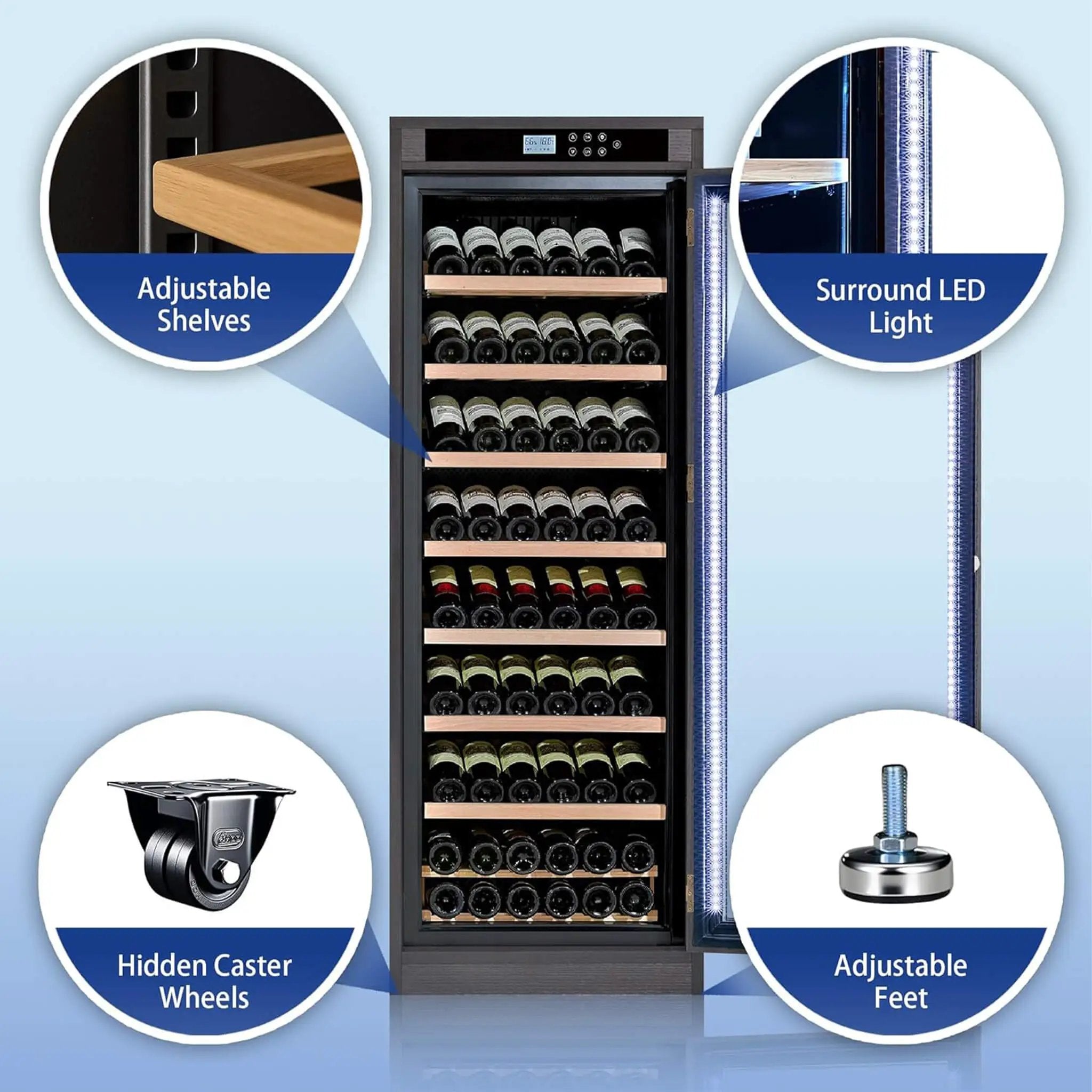 Nuvia 102-Bottle Smart Temperature-Controlled Multi-Tier Wine Cabinet For Home And Bar (SAK46361) by SAKSBY WHOLESALE
