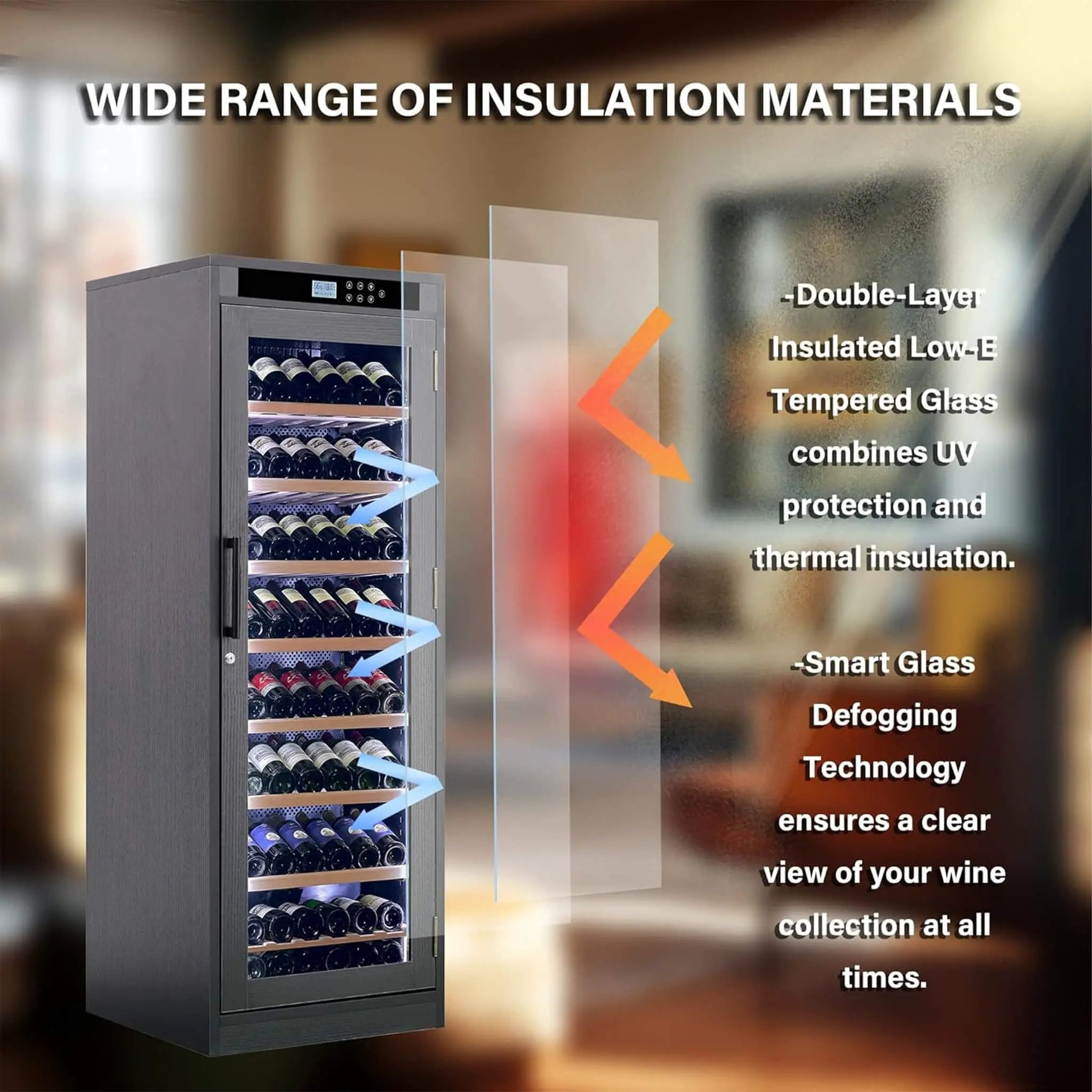 Nuvia 102-Bottle Smart Temperature-Controlled Multi-Tier Wine Cabinet For Home And Bar (SAK46361) by SAKSBY WHOLESALE