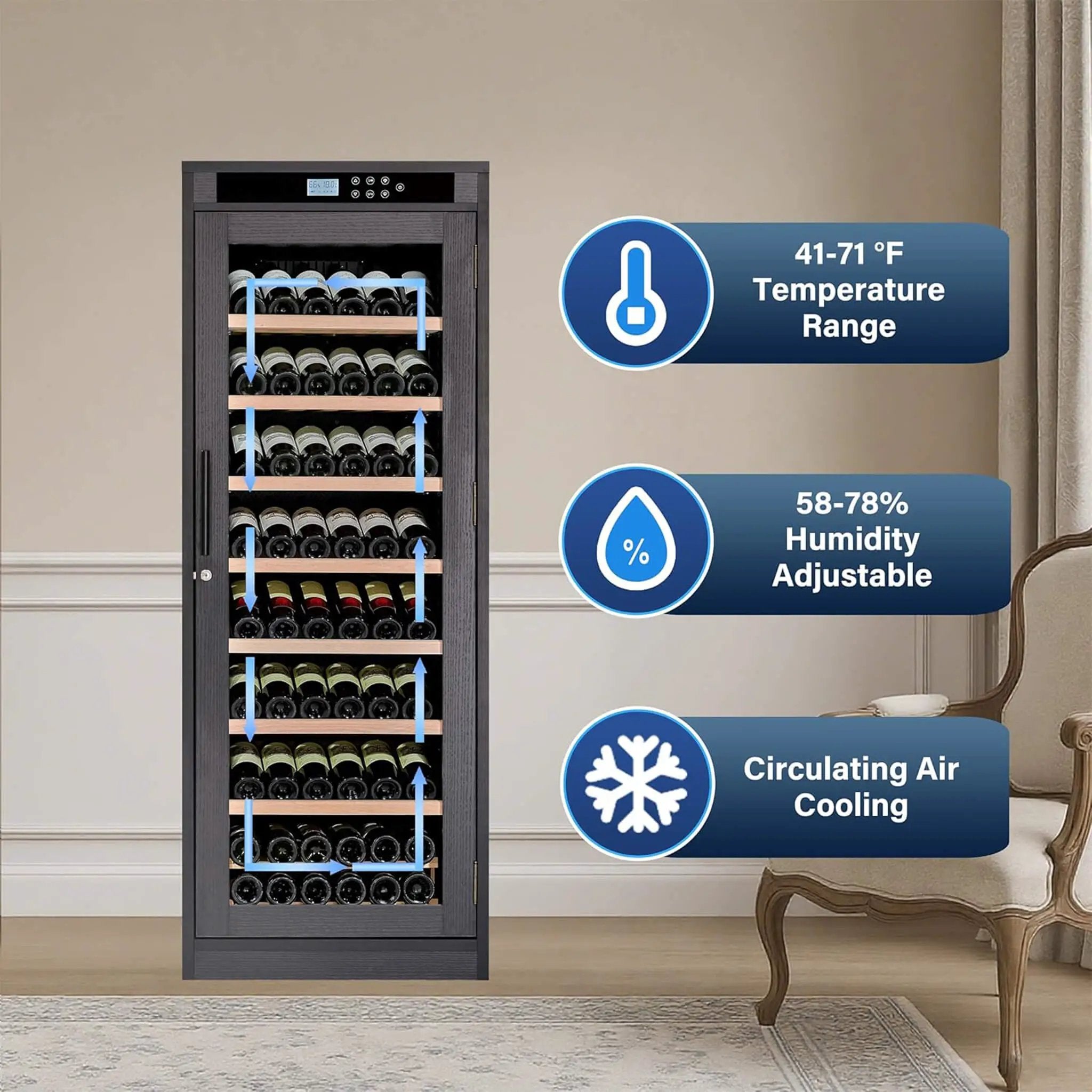 Nuvia 102-Bottle Smart Temperature-Controlled Multi-Tier Wine Cabinet For Home And Bar (SAK46361) by SAKSBY WHOLESALE