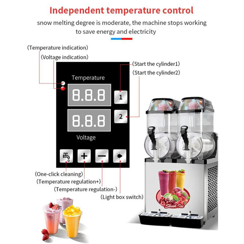 Premium Stainless Steel Margarita Frozen Drink Double Tank Slushy Maker Machine, 30L (SAK48253) by SAKSBY WHOLESALE