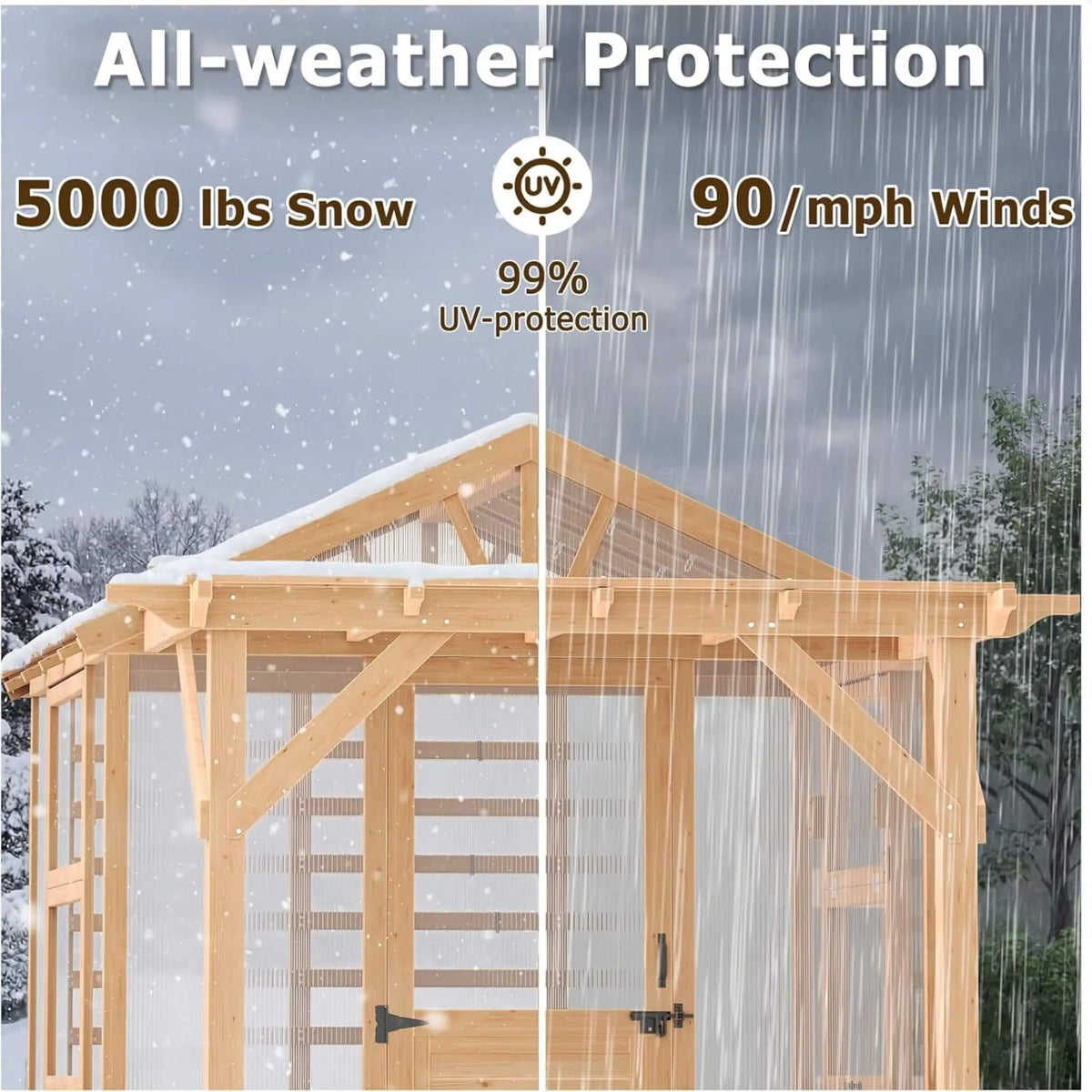 Premium Walk-In Spruce Wood Greenhouse With Pergola And Shelves (SAK75890) by SAKSBY WHOLESALE