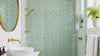 Sage Glossy Chevron Ceramic Tiles 2x6