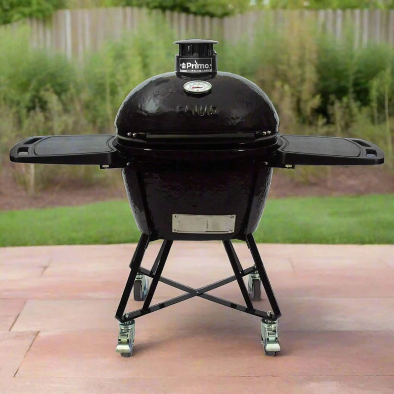 Primo Oval Large 300 All-In-One Ceramic Kamado Grill W/ Cradle, Side Shelves & Stainless Steel Grates [PGCLGC] (SAK21293) by SAKSBY WHOLESALE