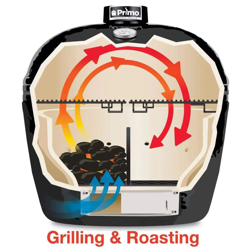 Primo Oval Large 300 All-In-One Ceramic Kamado Grill W/ Cradle, Side Shelves & Stainless Steel Grates [PGCLGC] (SAK21293) by SAKSBY WHOLESALE
