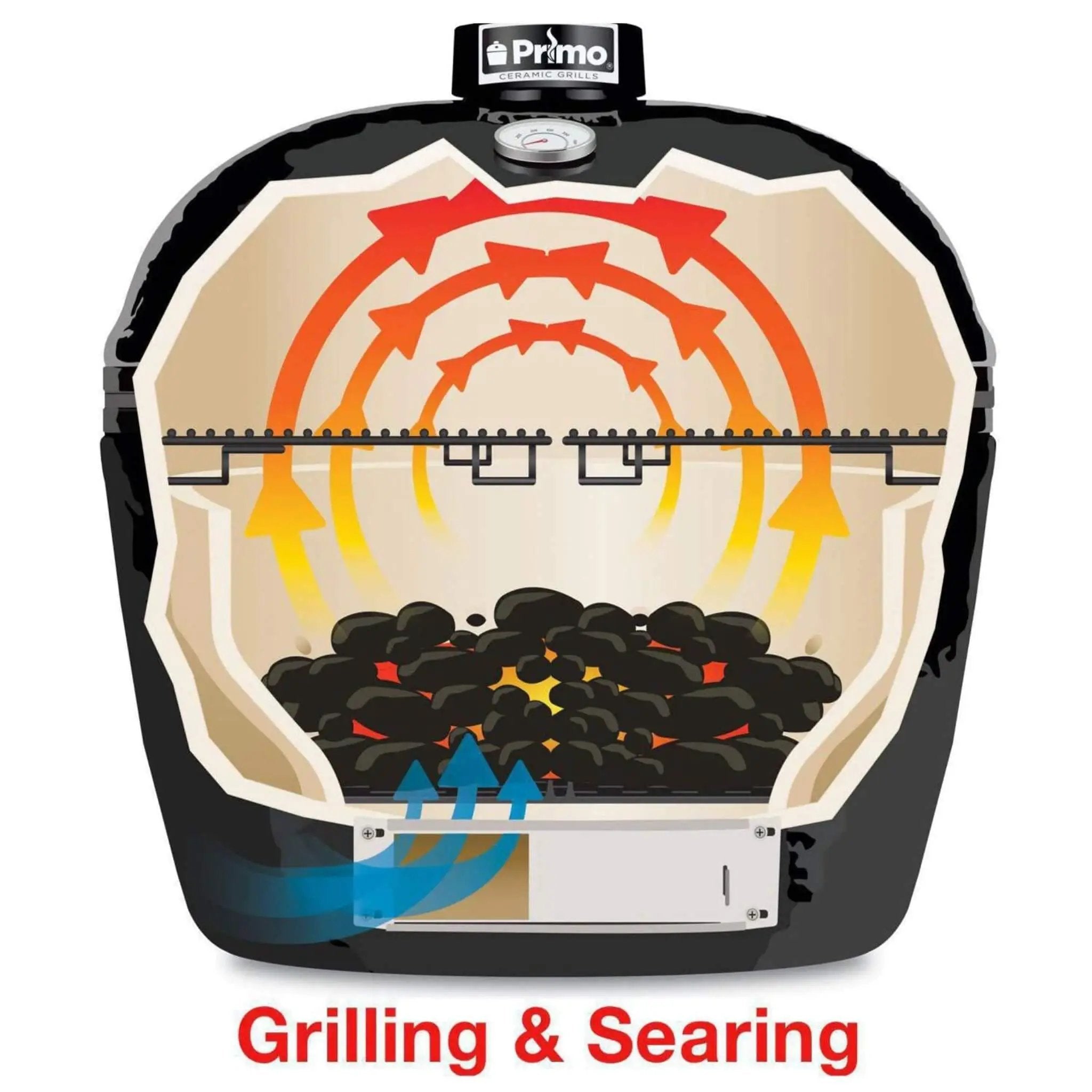 Primo Oval Large 300 Ceramic Kamado BBQ Grill W/ Stainless Steel Grates [PGCLGH] (SAK14871) by SAKSBY WHOLESALE