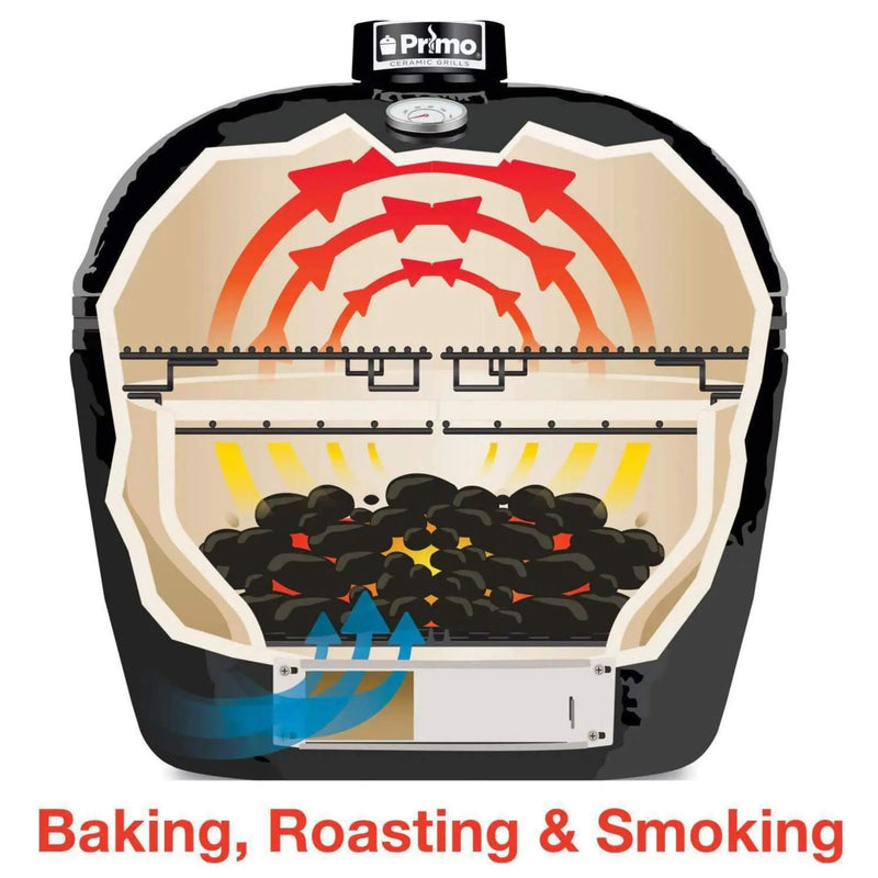 Primo Oval Large 300 Ceramic Kamado BBQ Grill W/ Stainless Steel Grates [PGCLGH] (SAK14871) by SAKSBY WHOLESALE