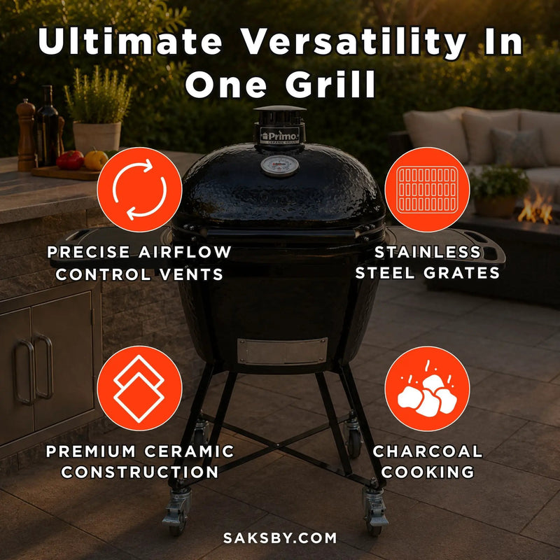 Primo Oval XL 400 All-In-One Kamado Charcoal Grill [PGCXLC] (SAK19358) by SAKSBY WHOLESALE