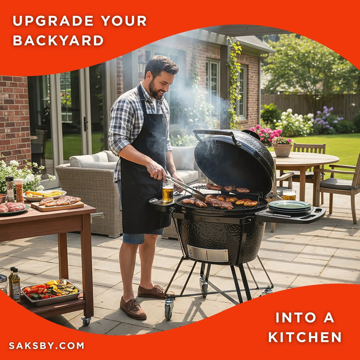 Primo Oval XL 400 All-In-One Kamado Charcoal Grill [PGCXLC] (SAK19358) by SAKSBY WHOLESALE