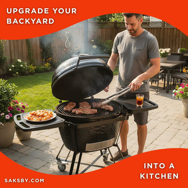 Primo Oval XXL All-In-One Ceramic Charcoal Grill [PGCXXLC] (SAK86742) by SAKSBY WHOLESALE