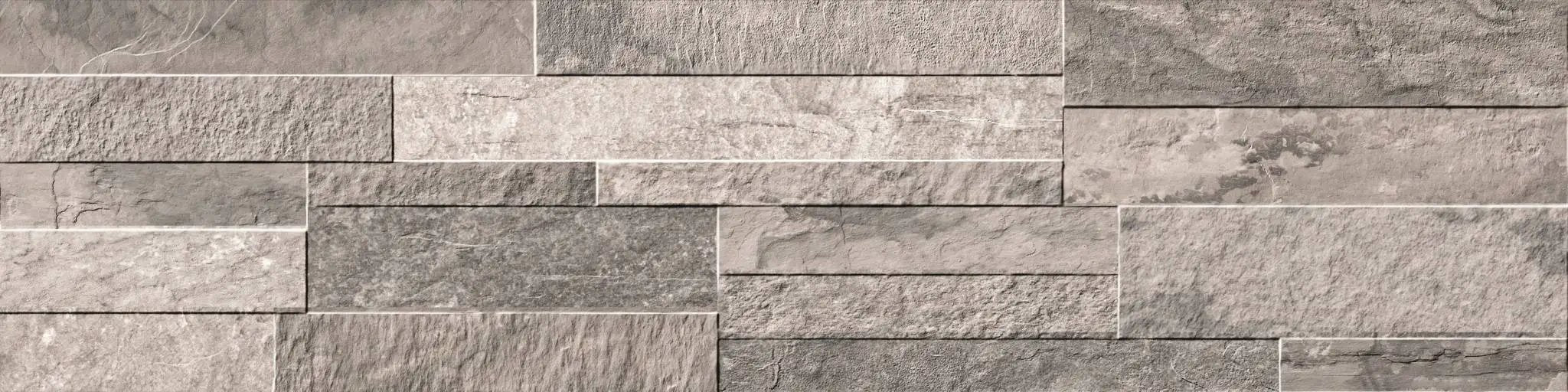 Veneer World Pro Ledgestone Ridge Grey Smart-corner Quartz Look Porcelain Moldings 5.75x24 by landmarkceramics