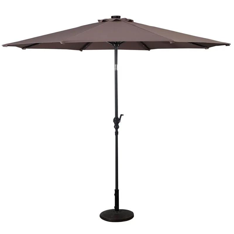 High Quality 10 Ft Patio Solar Umbrella with Crank Solar-powered LED Lights 8 Firm UV Protective Outdoor Patio Beach Umbrella by Outdoor Solar Outlet