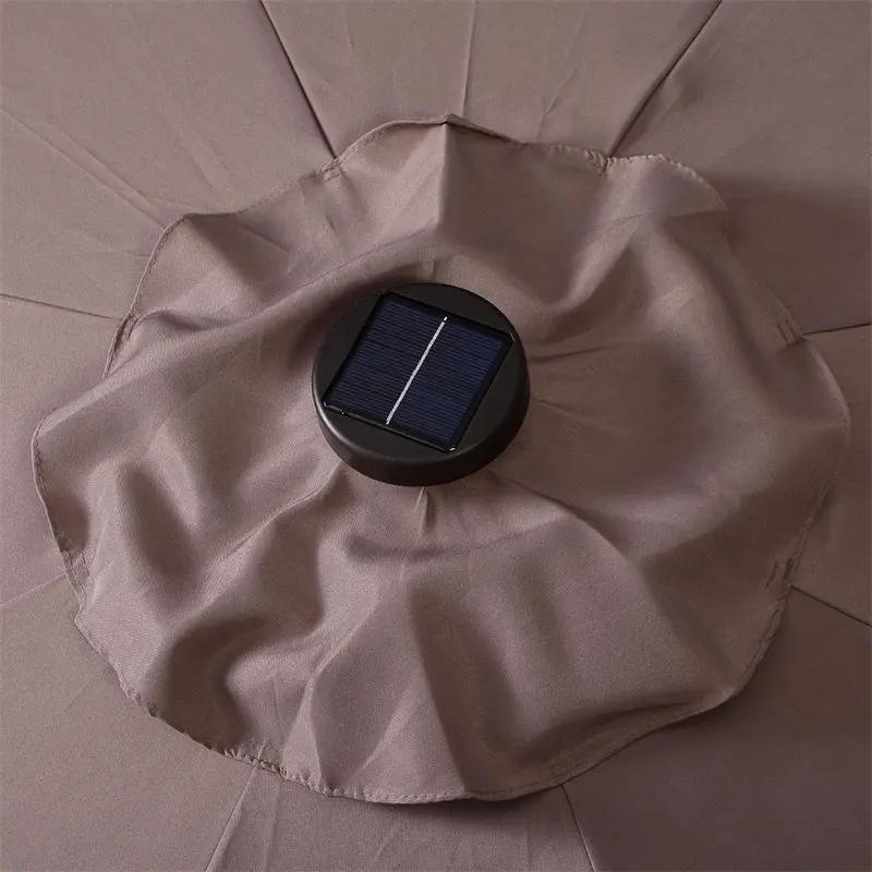 High Quality 10 Ft Patio Solar Umbrella with Crank Solar-powered LED Lights 8 Firm UV Protective Outdoor Patio Beach Umbrella by Outdoor Solar Outlet