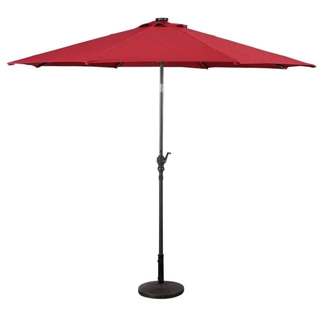 High Quality 10 Ft Patio Solar Umbrella with Crank Solar-powered LED Lights 8 Firm UV Protective Outdoor Patio Beach Umbrella by Outdoor Solar Outlet