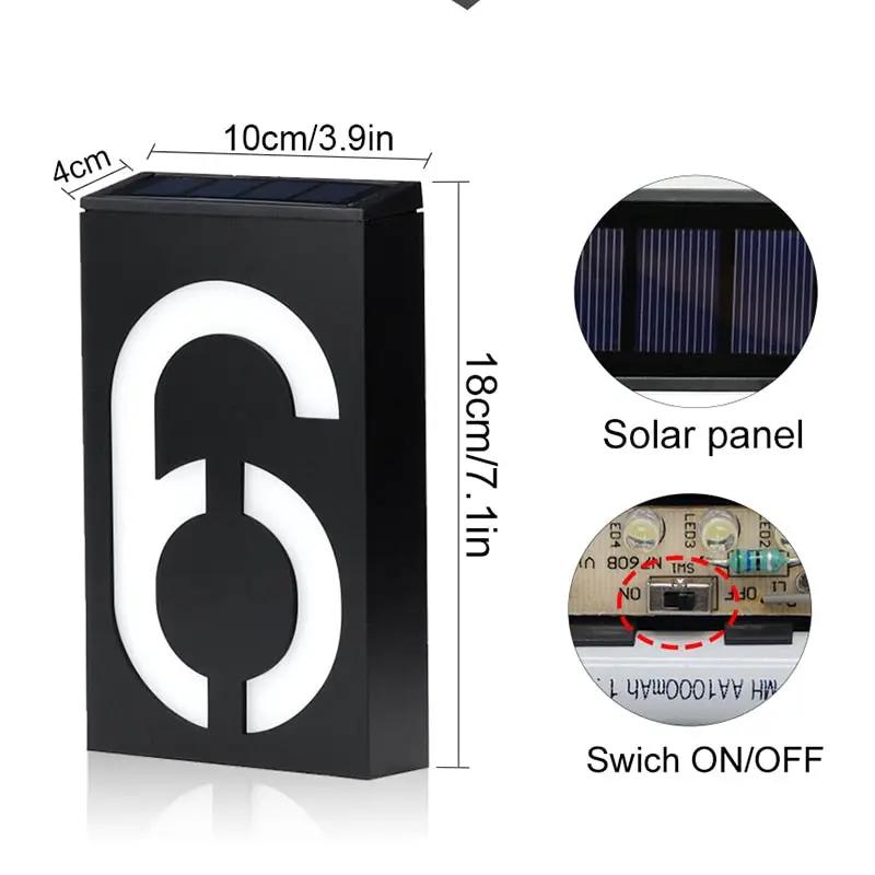 LED House Number Solar Power Digital Hotal Door Wall Solar Light Address Number Sign Lamp Custom Street Number Plaque by Outdoor Solar Outlet