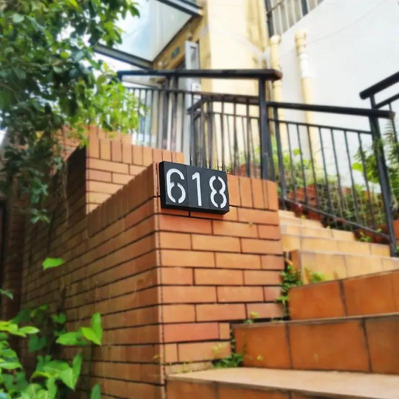 LED House Number Solar Power Digital Hotal Door Wall Solar Light Address Number Sign Lamp Custom Street Number Plaque by Outdoor Solar Outlet