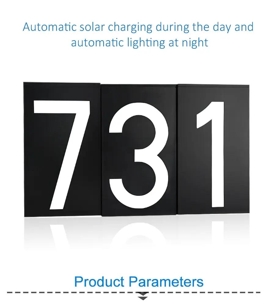 LED House Number Solar Power Digital Hotal Door Wall Solar Light Address Number Sign Lamp Custom Street Number Plaque by Outdoor Solar Outlet