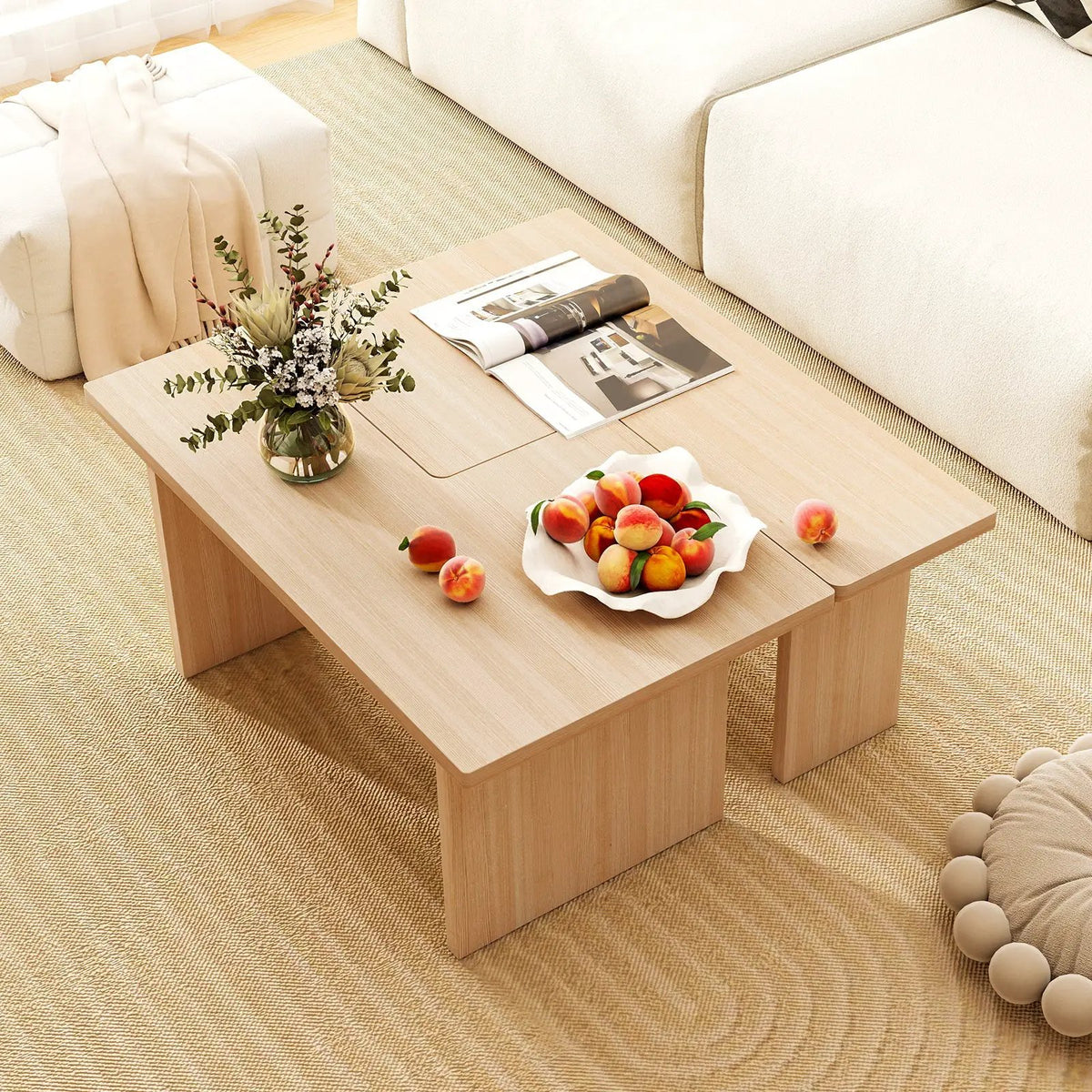 Modular Coffee Table Set of 2 L Shaped Center Tables for Small Space, photo 3 of 16