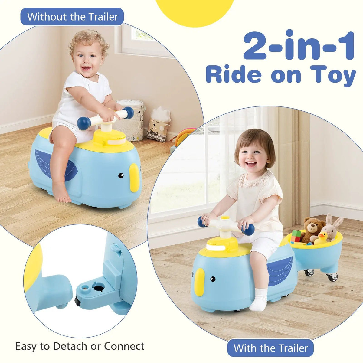 Toddler Ride on Toy with Trailer and Light Music, photo 12 of 16