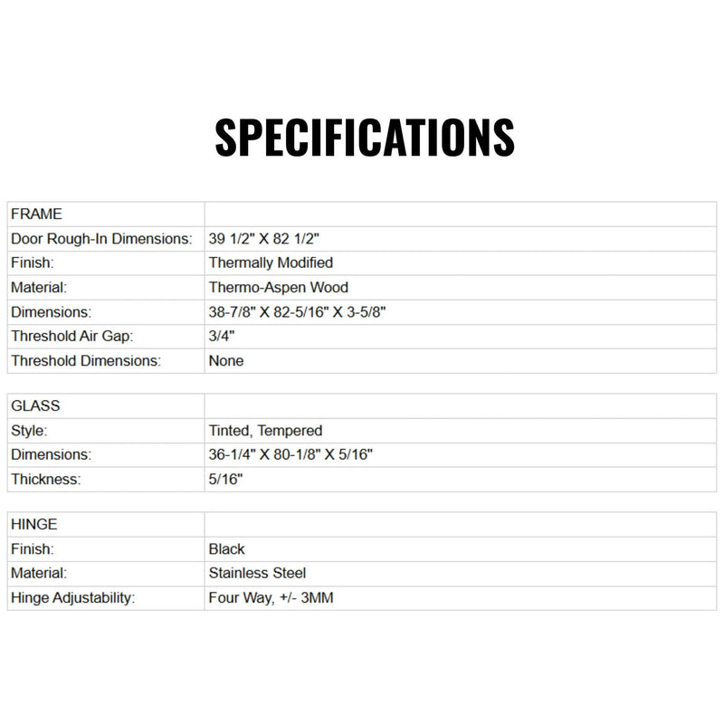 Prosaunas 36X81-Inch Thermo-Aspen Tinted Prehung ADA Glass Sauna Door (SAK15283) by SAKSBY WHOLESALE