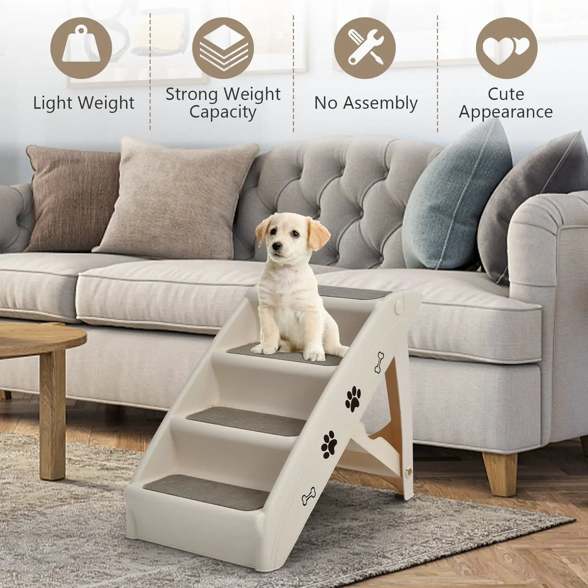 Collapsible Plastic Pet Stairs 4 Step Ladder for Small Dog and Cats, photo 4 of 24