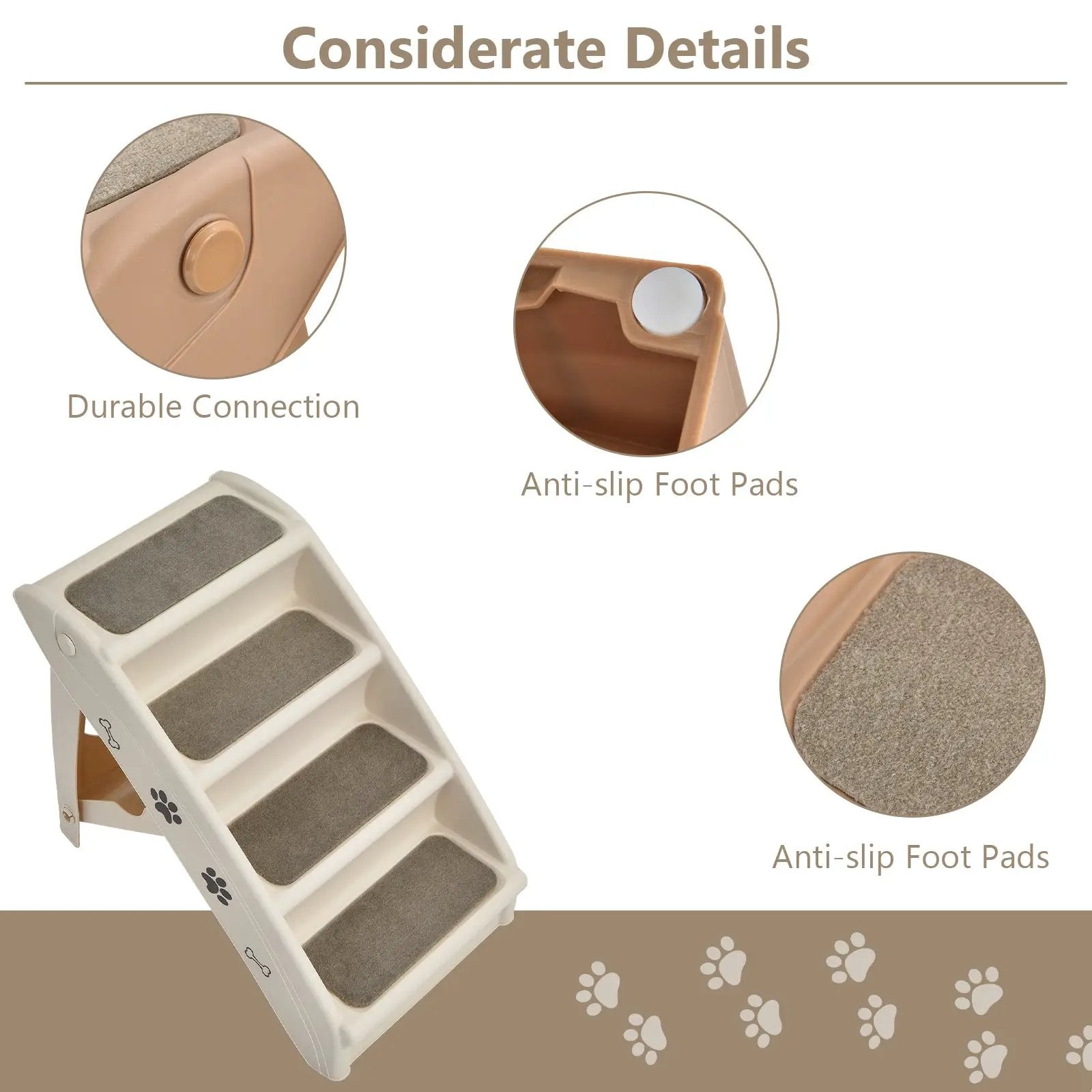 Collapsible Plastic Pet Stairs 4 Step Ladder for Small Dog and Cats by DirectDeals