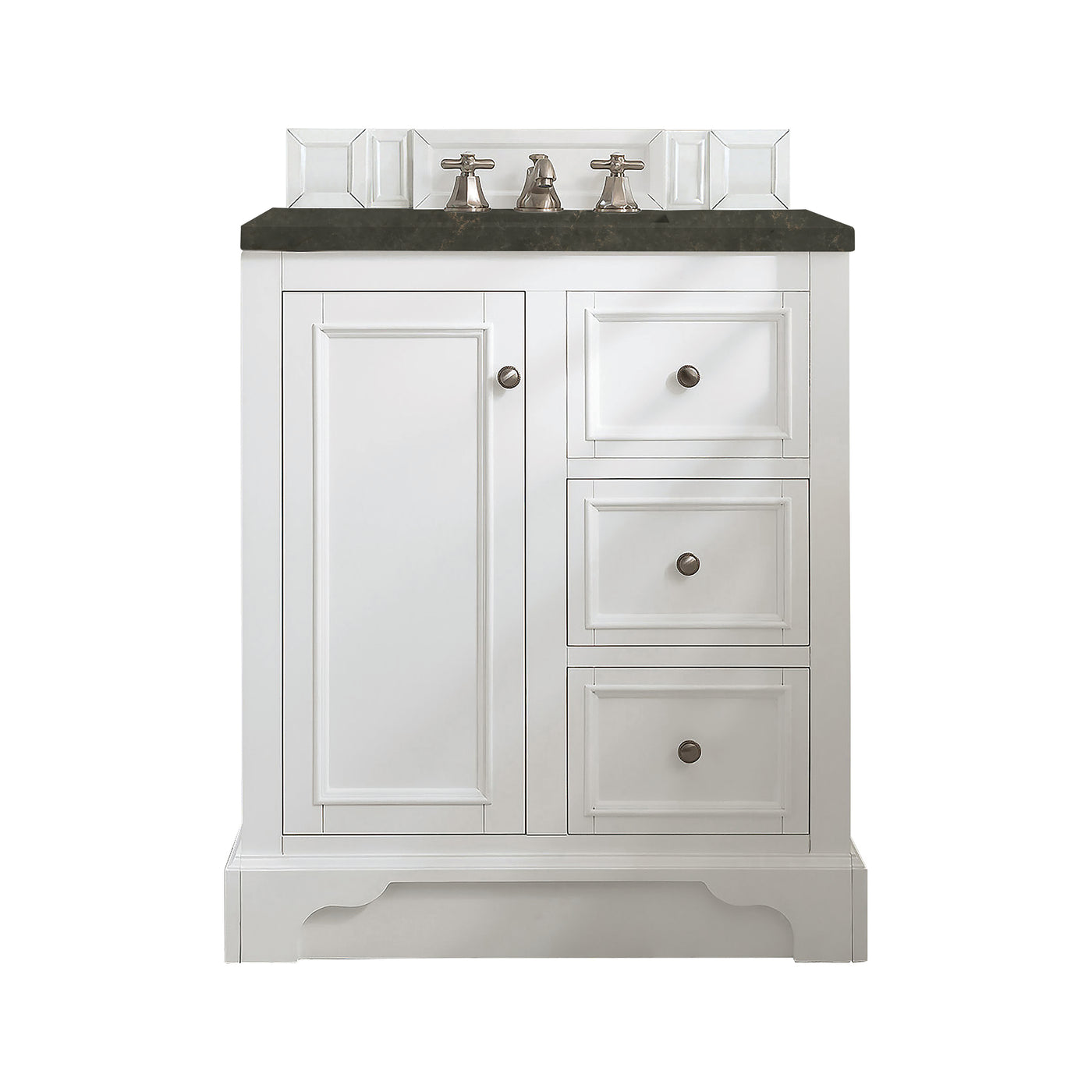 James Martin De Soto 30" Single Bathroom Vanity, Bright White with Phantome countertop