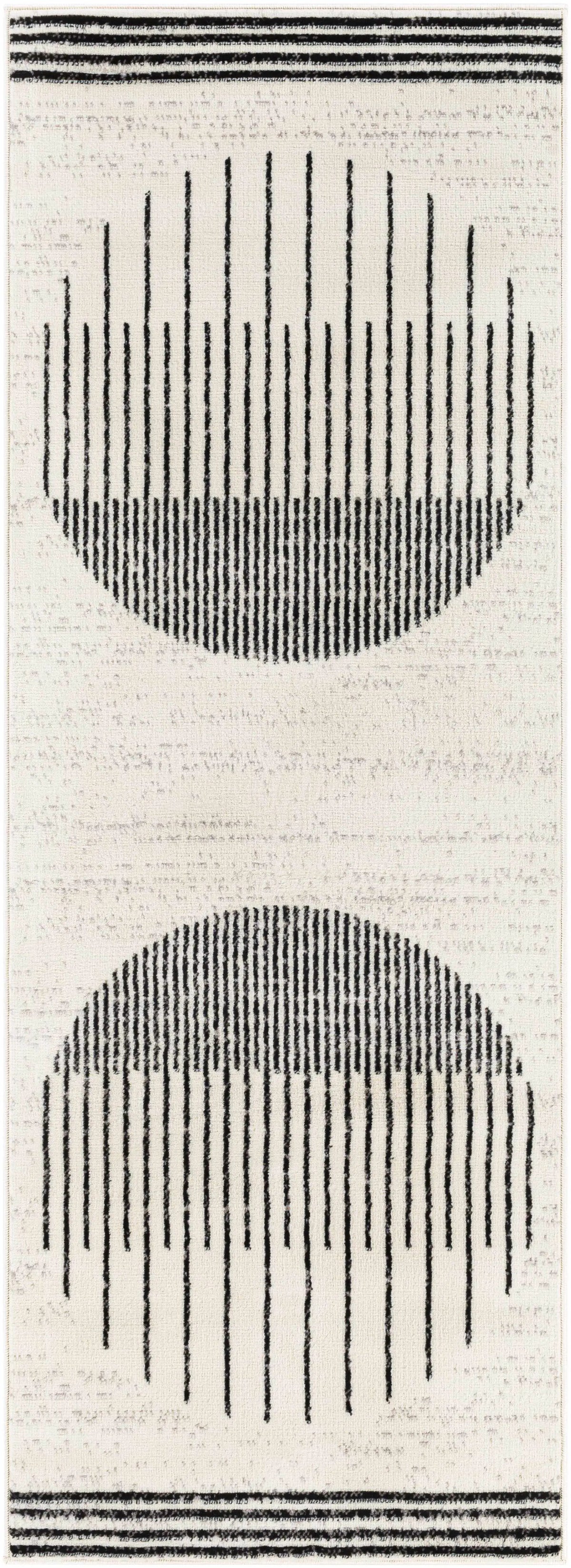 Angus Abstract Black and White Area Rug, photo 6 of 16