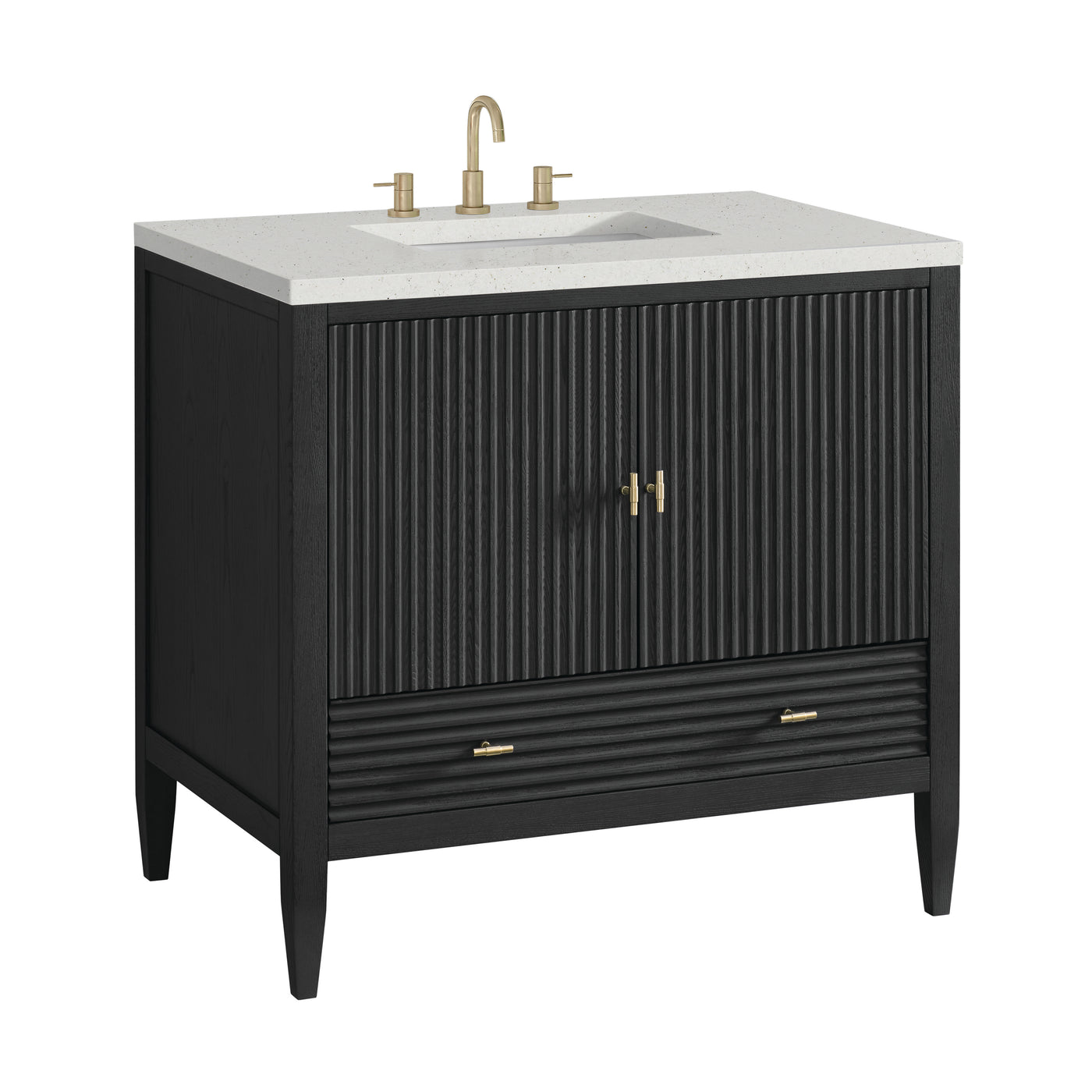 James Martin Myrrin 36" Single Bathroom Vanity, Carbon Oak, view 38