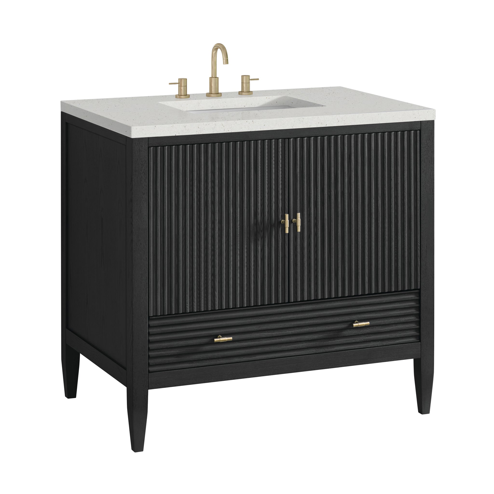 James Martin Myrrin 36" Single Bathroom Vanity, Carbon Oak, view 38