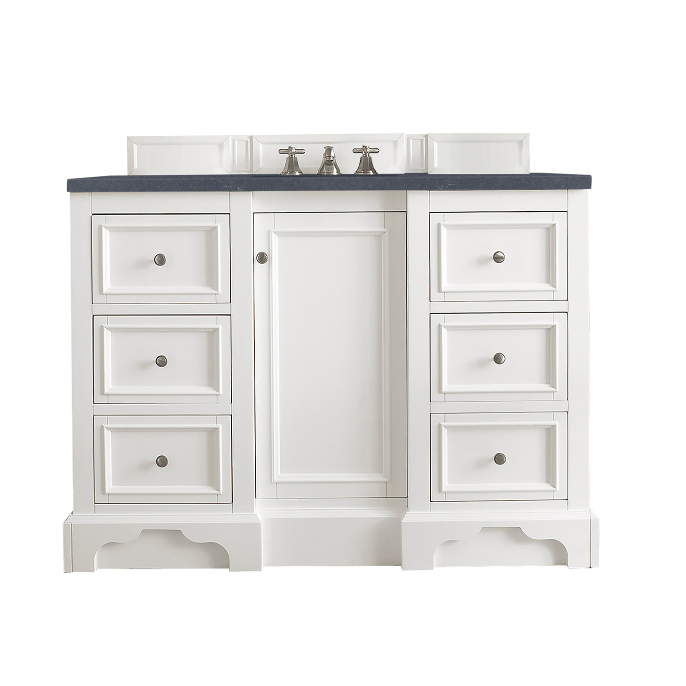 James Martin De Soto 48" Single Bathroom Vanity, Bright White with Charcoal Soapstone countertop