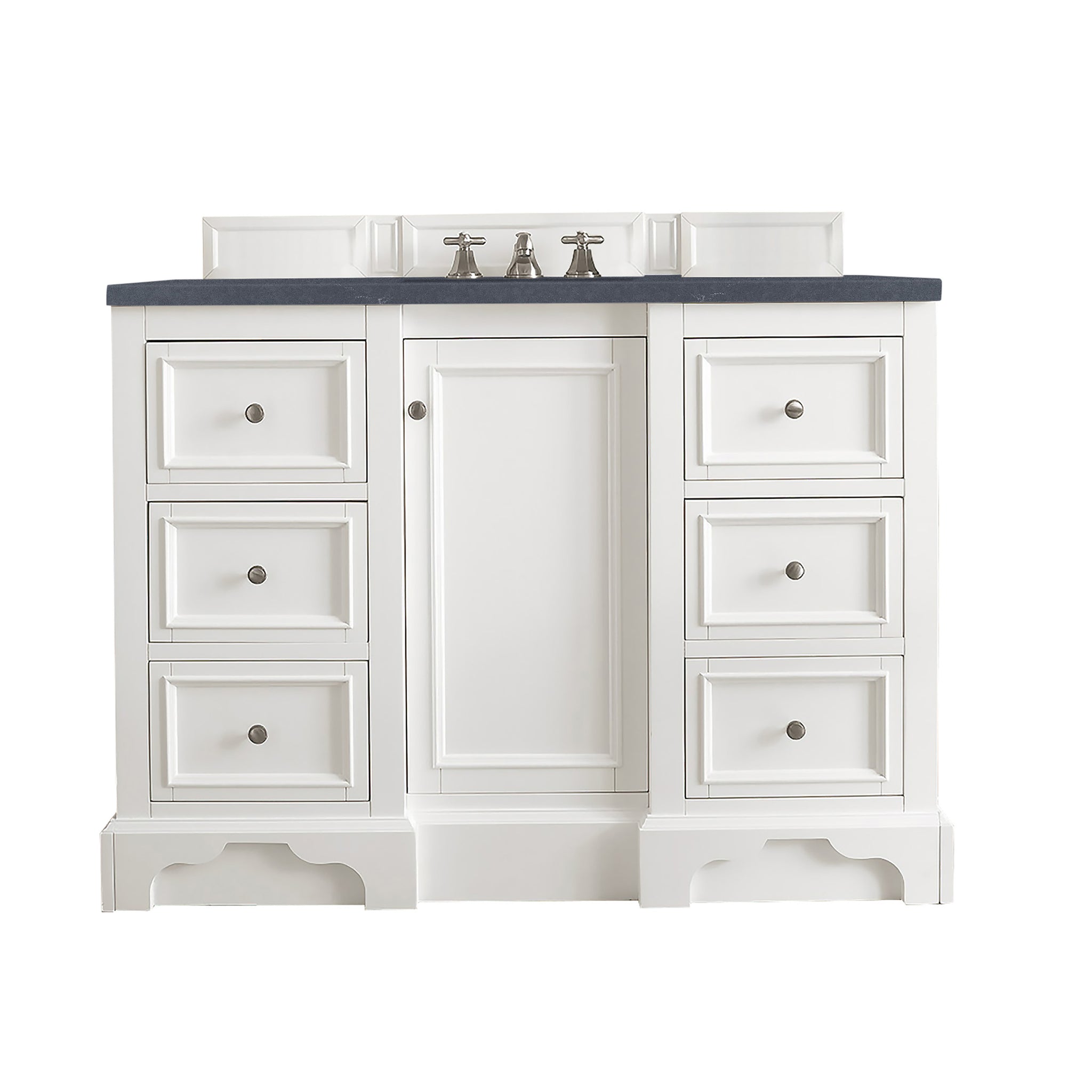 James Martin De Soto 48" Single Bathroom Vanity, Bright White with Charcoal Soapstone countertop