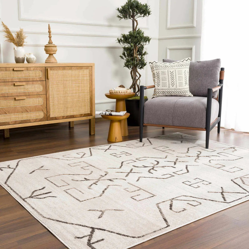 Azzan Cream & Charcoal Area Rug - Clearance by Boutique Rugs