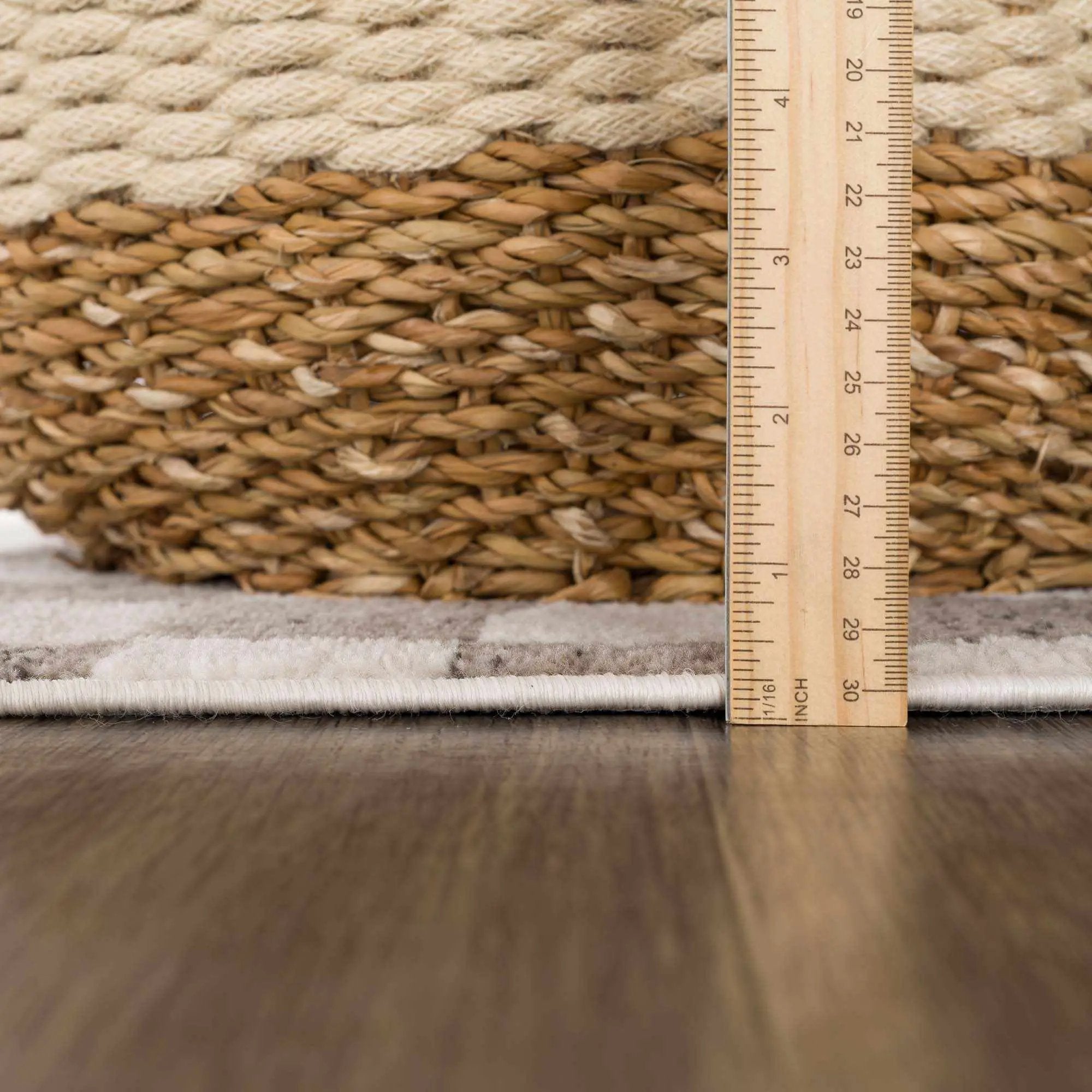 Benjy Irregular Checkboard Rug - Beige by Boutique Rugs