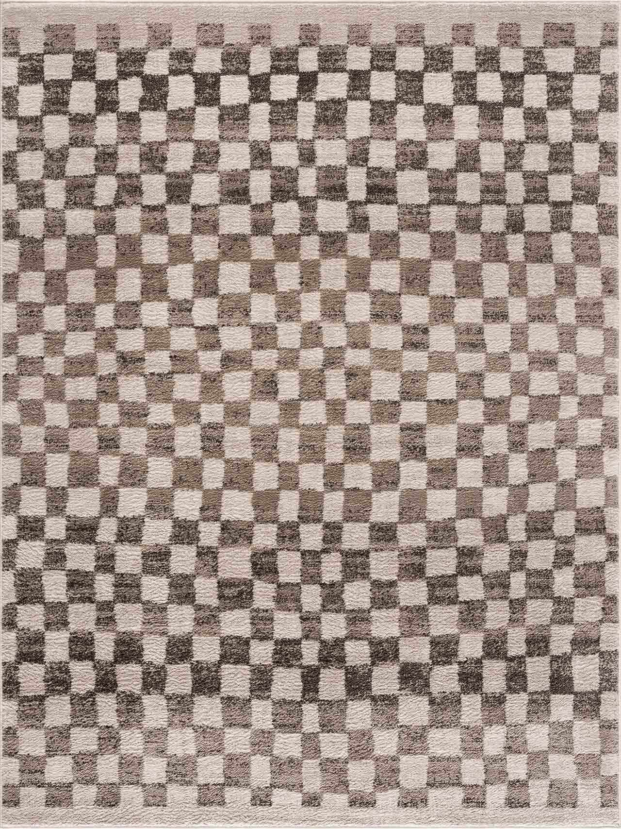 Benjy Cream & Charcoal Checkered Area Rug by Boutique Rugs