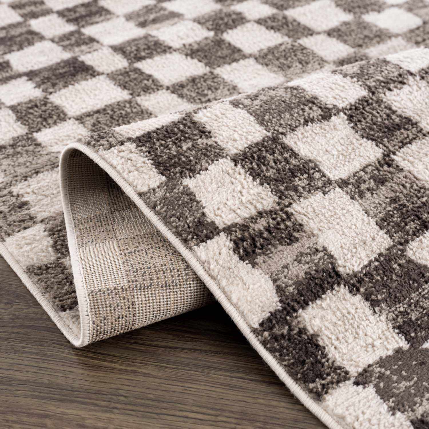 Benjy Cream & Charcoal Checkered Area Rug by Boutique Rugs