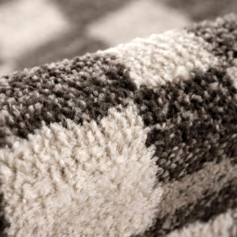 Benjy Cream & Charcoal Checkered Area Rug by Boutique Rugs