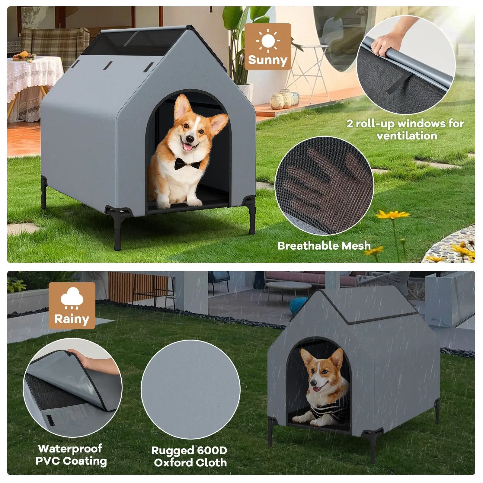 Large/Middle/Small Outdoor Elevated Pet House with Ventilated Windows by DirectDeals