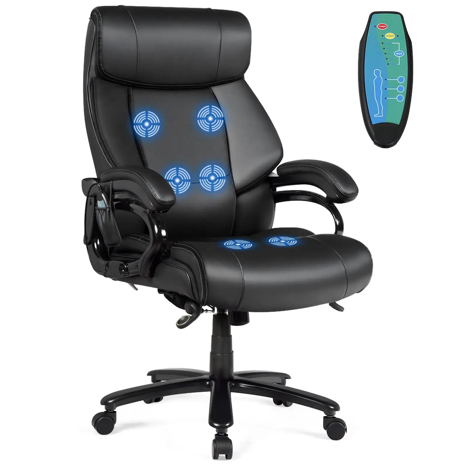 Big & Tall 400lb PU Leather Massage Office Chair-Black by DirectDeals