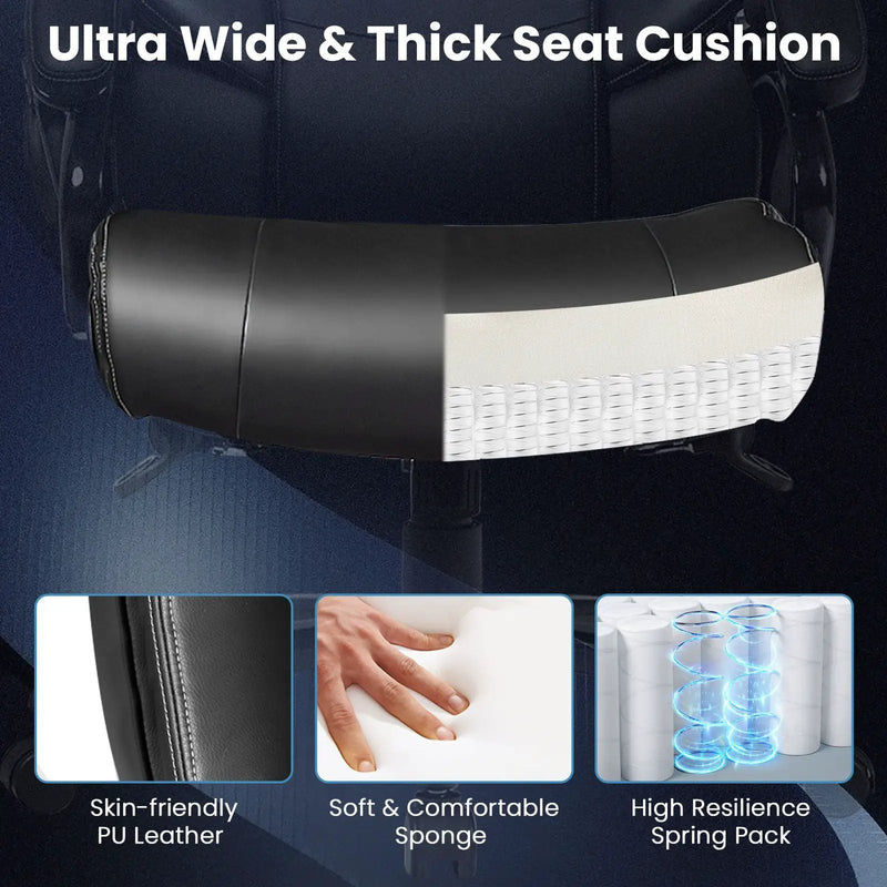 Big & Tall 400lb PU Leather Massage Office Chair-Black by DirectDeals
