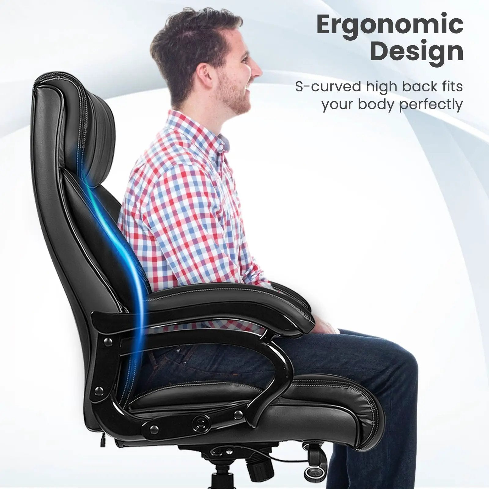 Big & Tall 400lb PU Leather Massage Office Chair-Black by DirectDeals