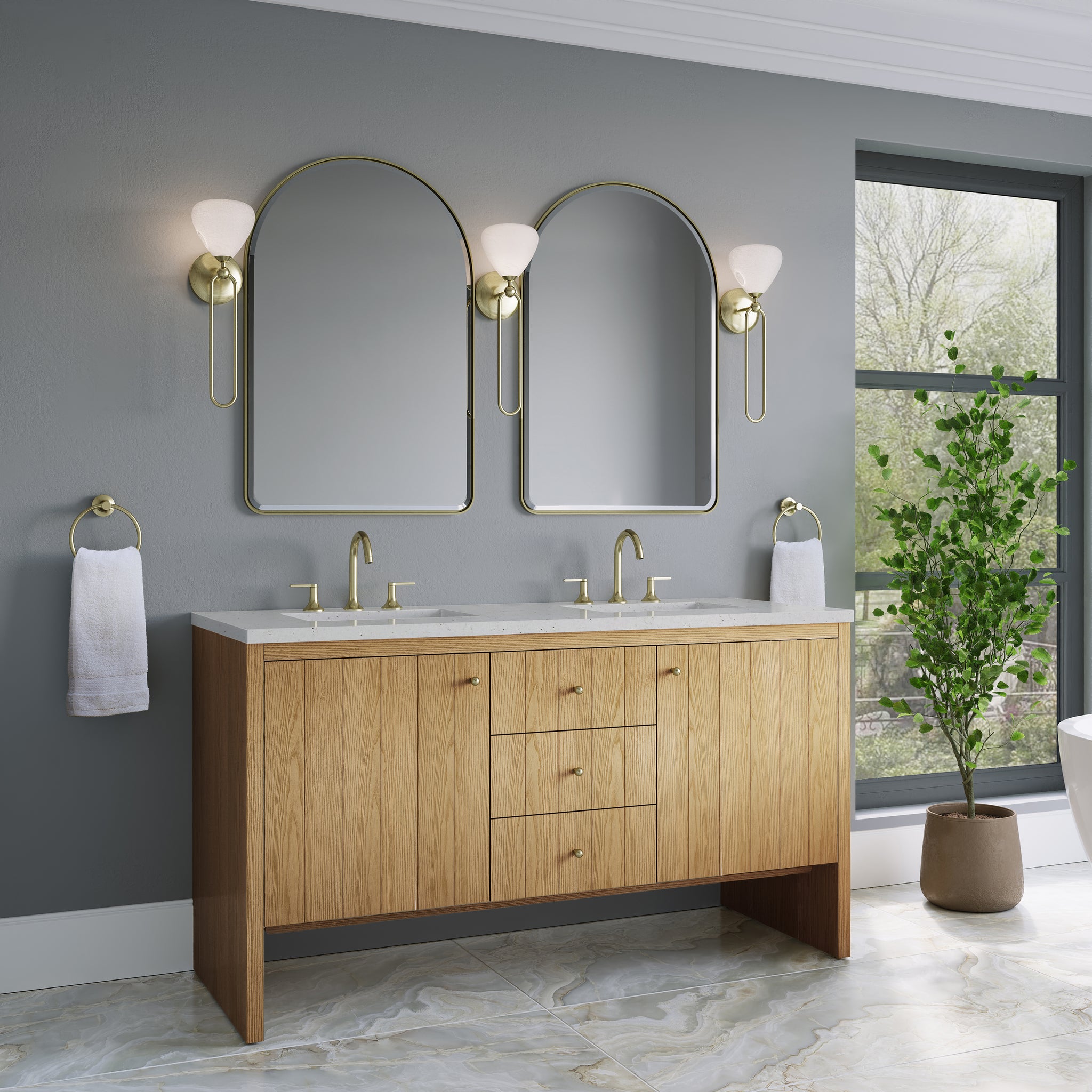 James Martin Hudson 60" Double Bathroom Vanity, Light Natural Oak, view 33