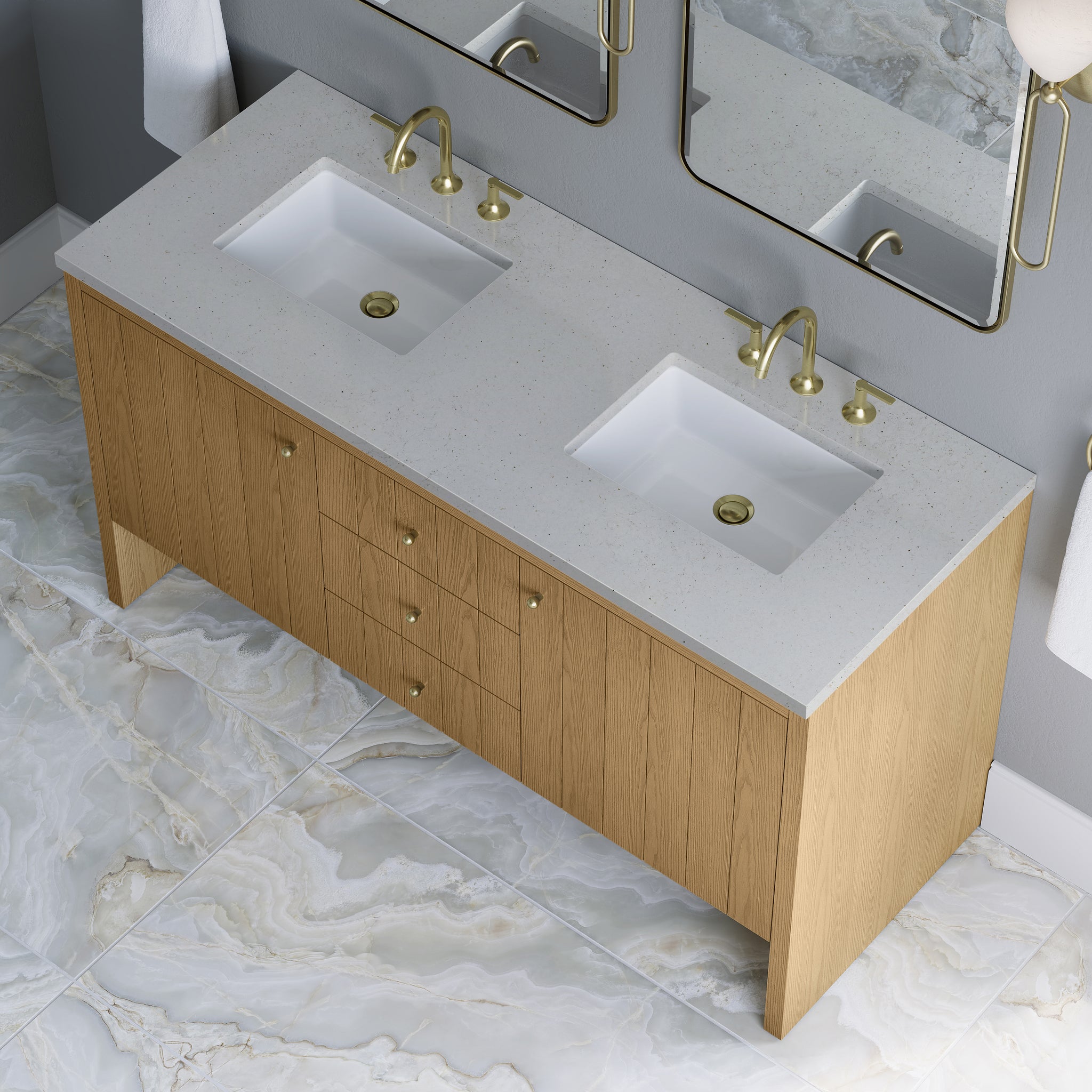James Martin Hudson 60" Double Bathroom Vanity, Light Natural Oak, view 35