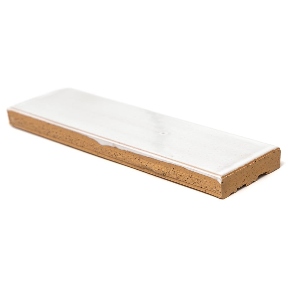 Pure White Glazed Thin Brick Tiles 2 1/8x7 1/2 closeup