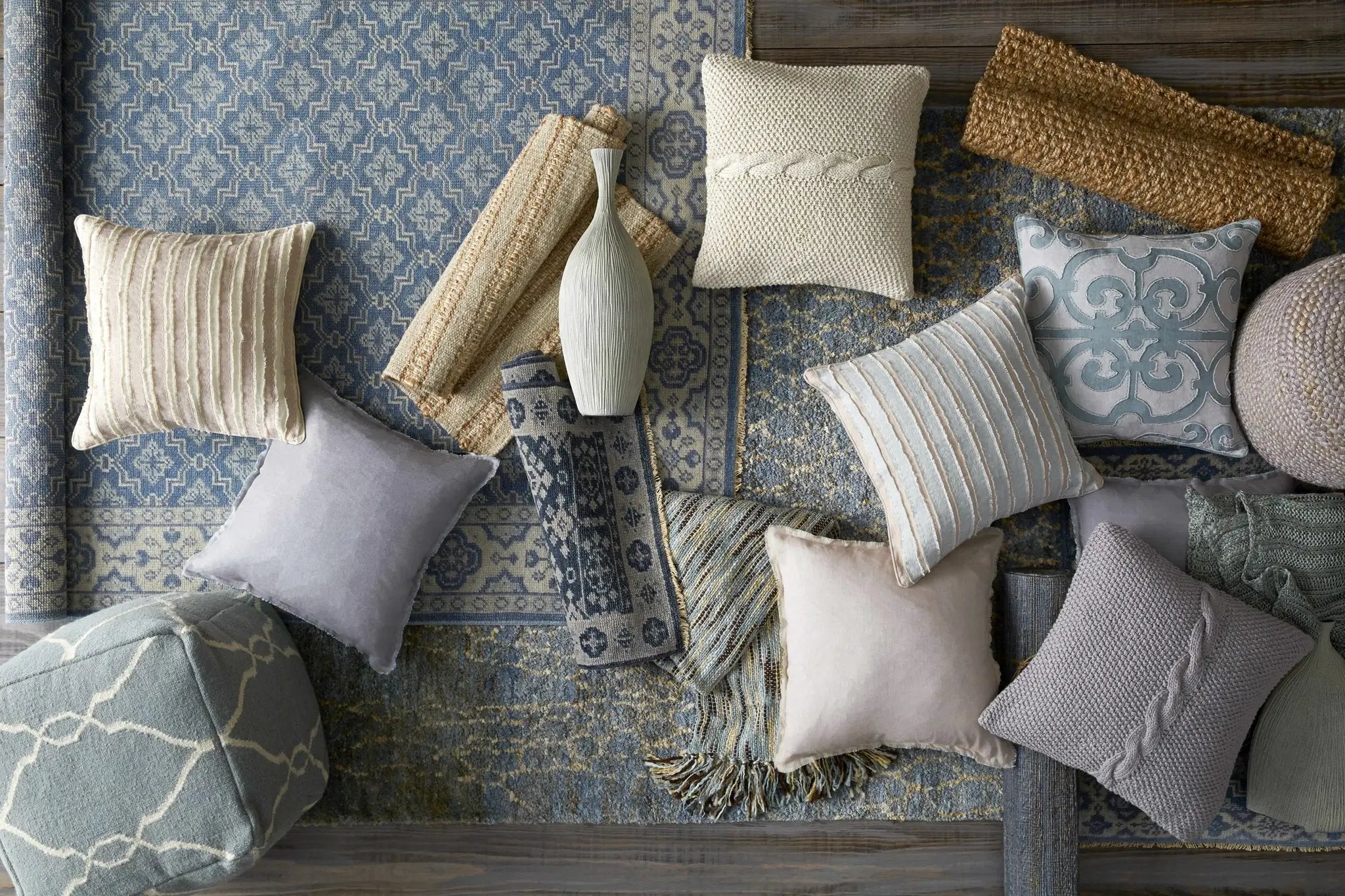 Rockaway Gray Knitted Jute Pouf by Boutique Rugs