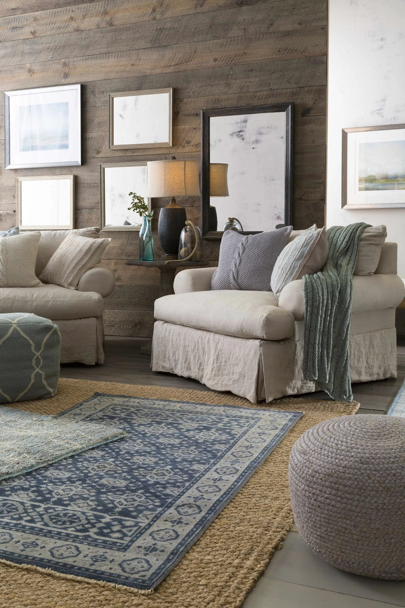 Rockaway Gray Knitted Jute Pouf by Boutique Rugs