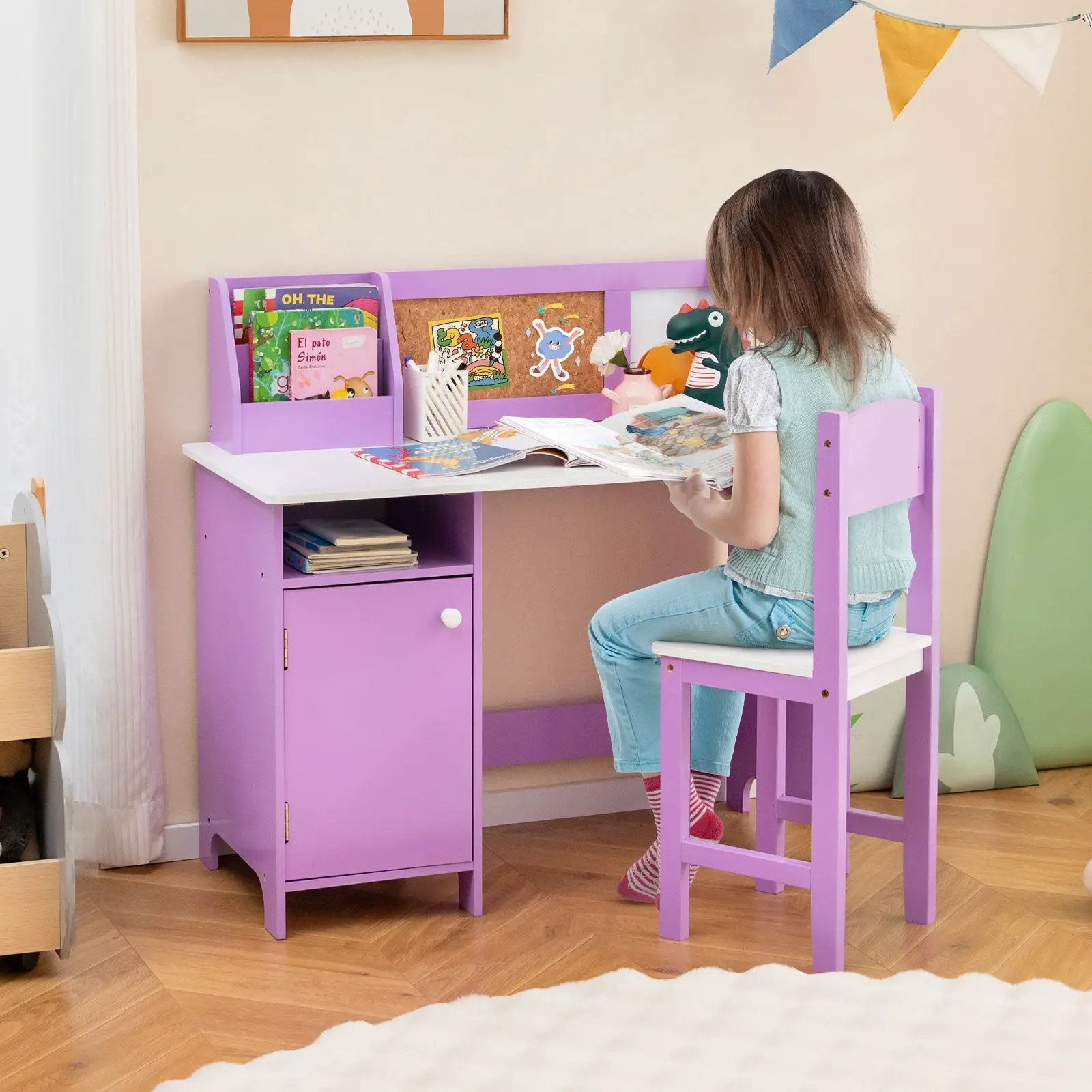 Kids Table and Chair Set for Arts Crafts Homework Home School-Purple by DirectDeals