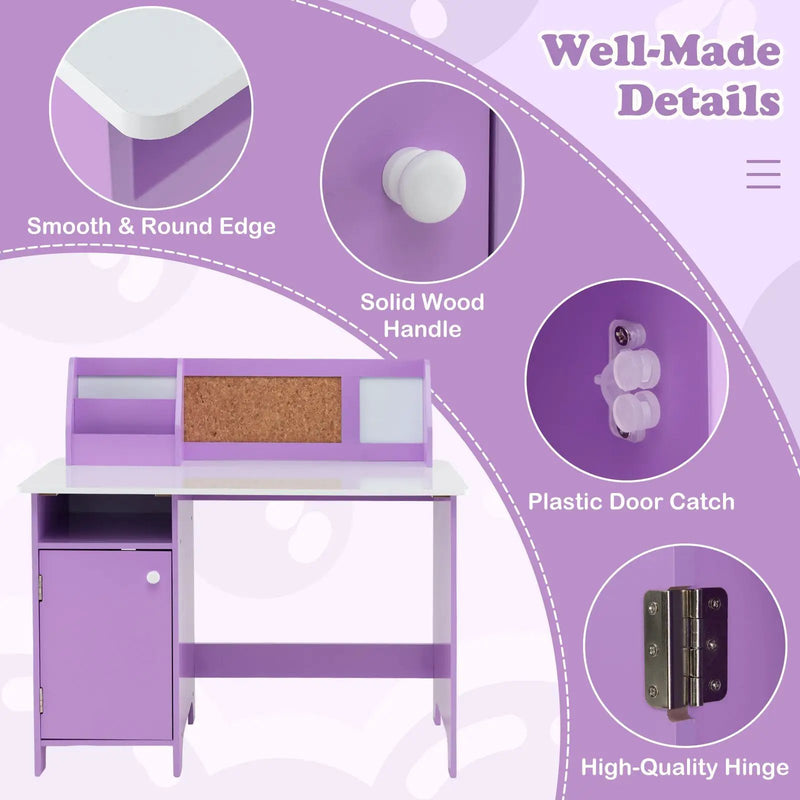 Kids Table and Chair Set for Arts Crafts Homework Home School-Purple by DirectDeals