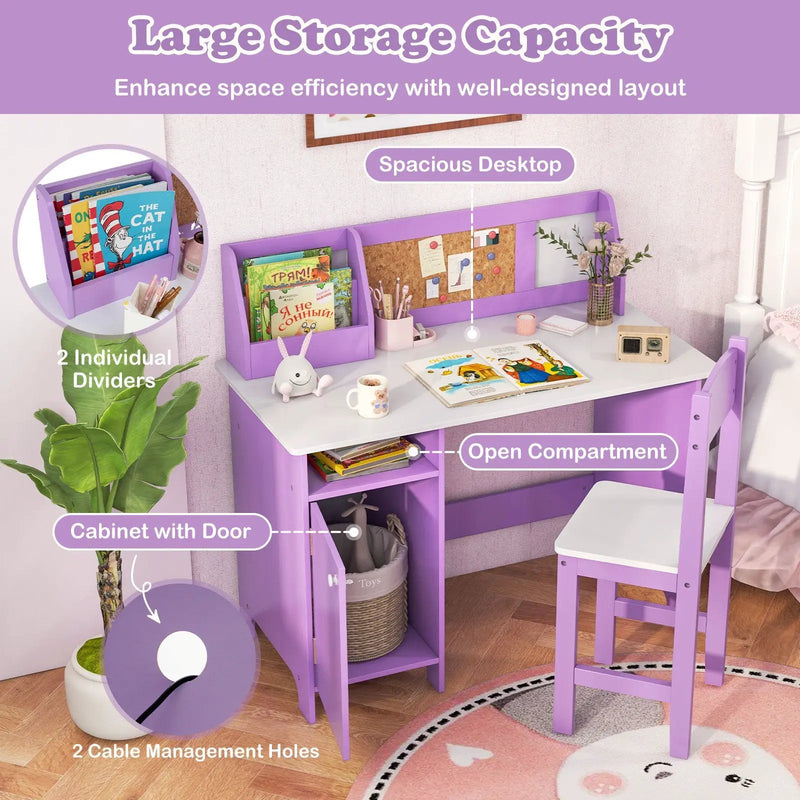 Kids Table and Chair Set for Arts Crafts Homework Home School-Purple by DirectDeals